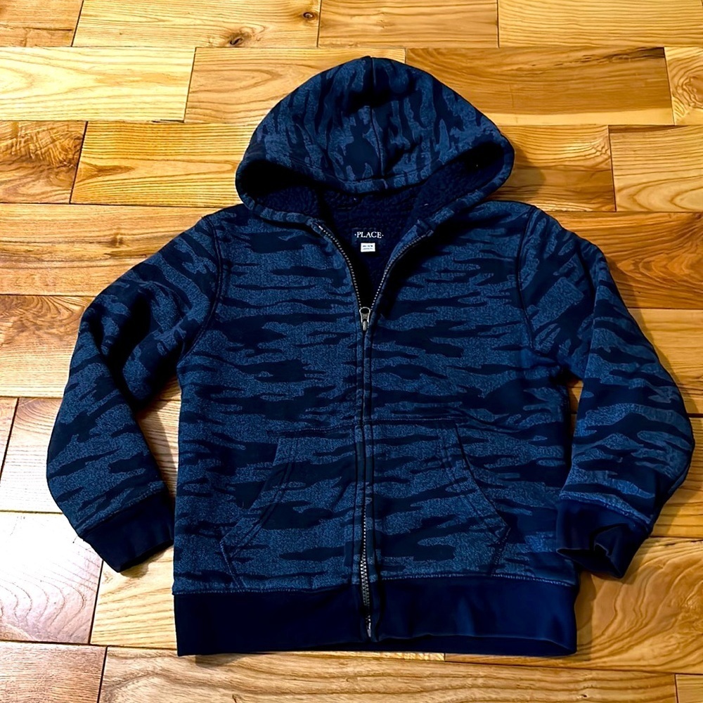 The Children’s Place Sherpa Lined Hoodie, Blue, 7/8